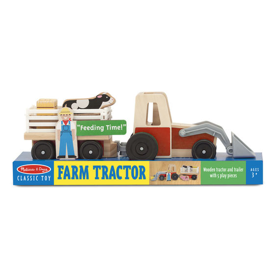 melissa & doug wooden farm & tractor play set