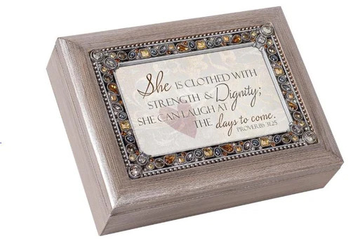 Cottage Garden Music Box - Proverbs 31:25 She IS Clothed 