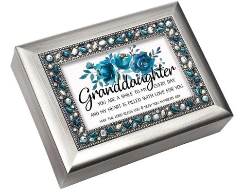 Cottage Garden Music Box - Granddaughter You Are A Smile - Jeweled Box