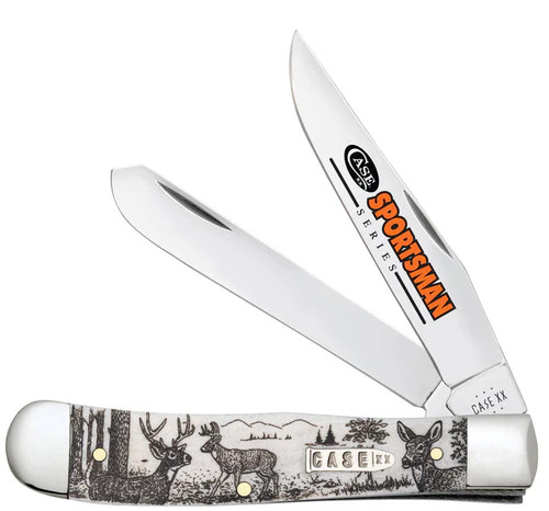 Case XX #81220 - Trapper Sportsman w/ Deer - Natural Smooth Bone