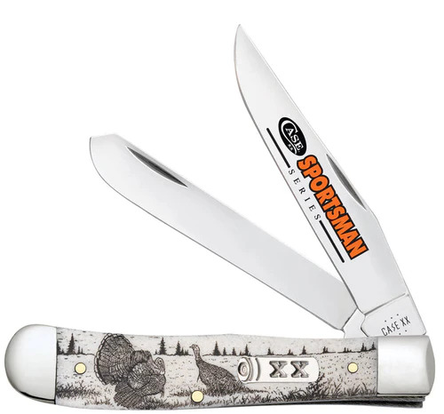 Case XX #81221 - Trapper Sportsman w/Turkey - Natural Smooth Bone